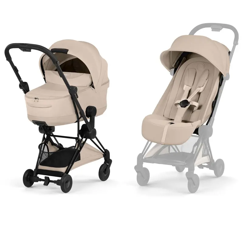 Cybex Coya Pushchair Set - Comfort Collection In Matt Black/Cozy Beige 1