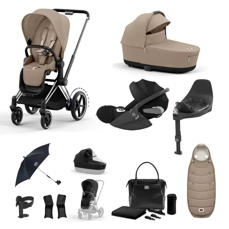 Cybex E-Priam Travel System With Cloud T In Cozy Beige 1