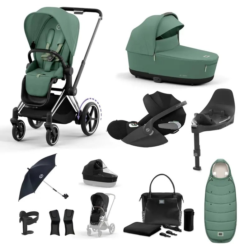Cybex E-Priam Travel System With Cloud T In Leaf Green 1