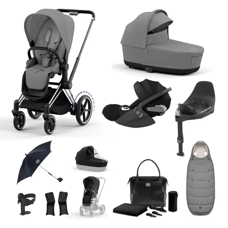 Cybex E-Priam Travel System With Cloud T In Mirage Grey 1