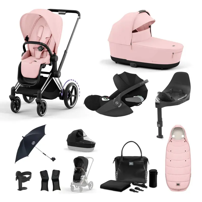 Cybex E-Priam Travel System With Cloud T In Peach Pink 1