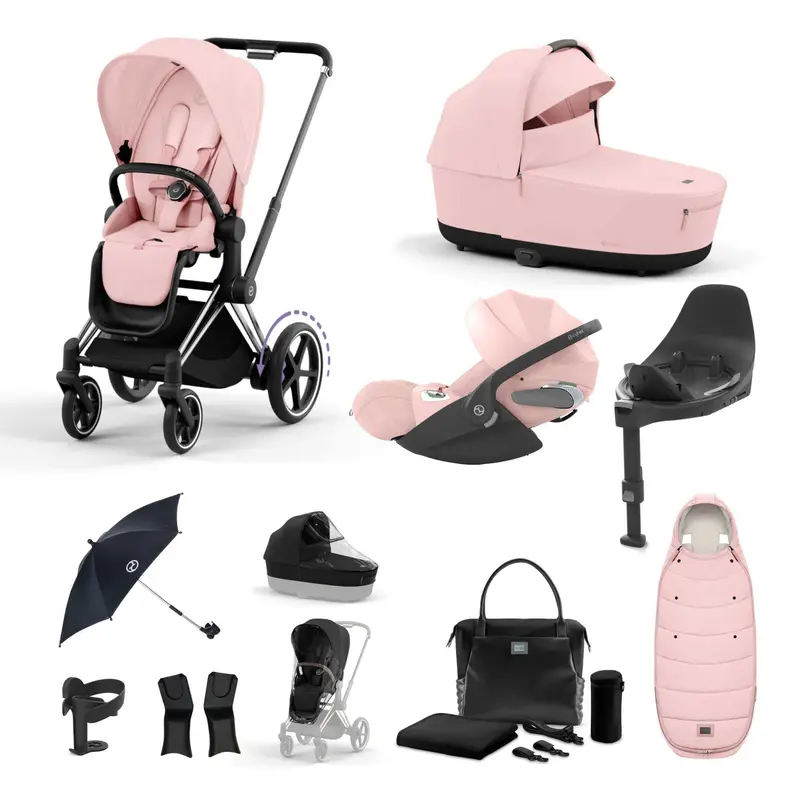 Cybex E-Priam Travel System With Cloud T In Peach Pink 2