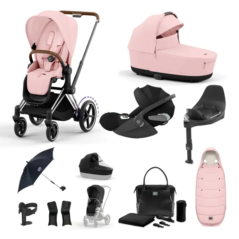 Cybex E-Priam Travel System With Cloud T In Peach Pink 3
