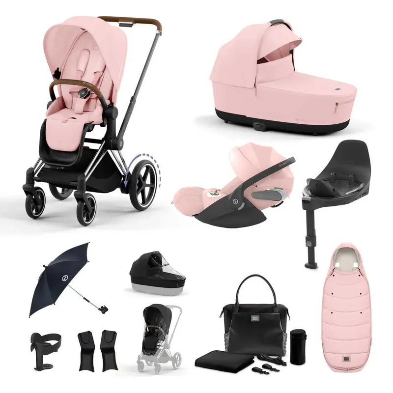 Cybex E-Priam Travel System With Cloud T In Peach Pink 4