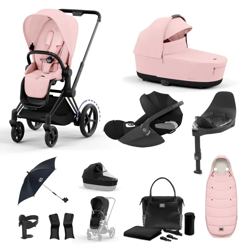 Cybex E-Priam Travel System With Cloud T In Peach Pink 5
