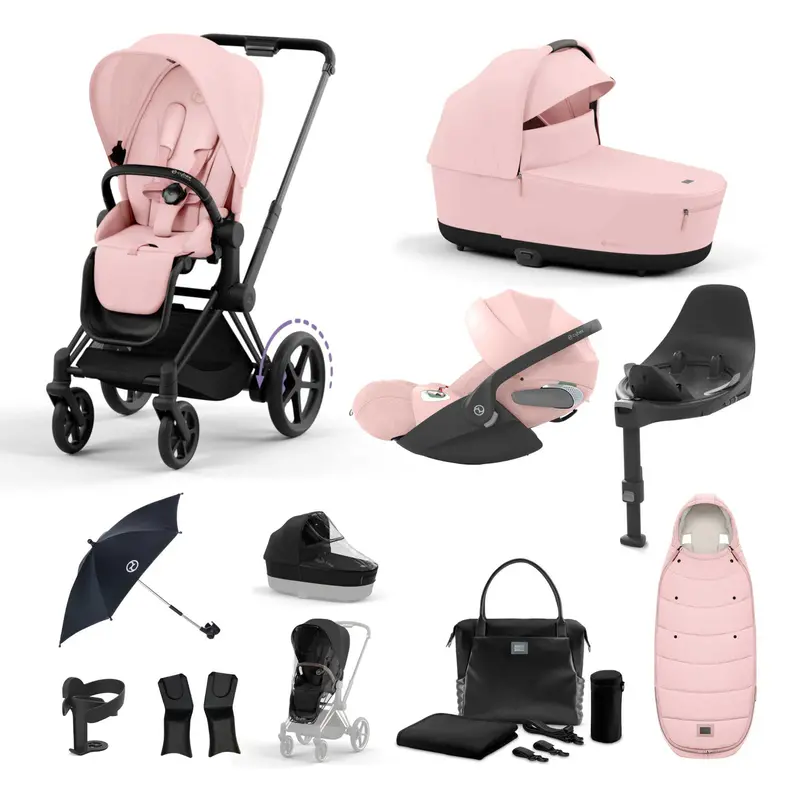 Cybex E-Priam Travel System With Cloud T In Peach Pink 6