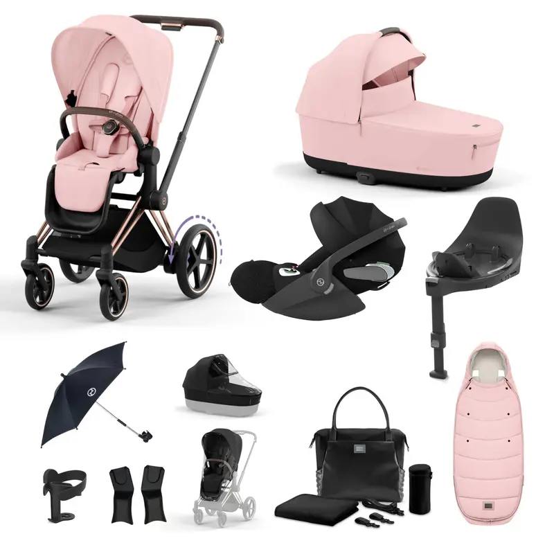 Cybex E-Priam Travel System With Cloud T In Peach Pink 7