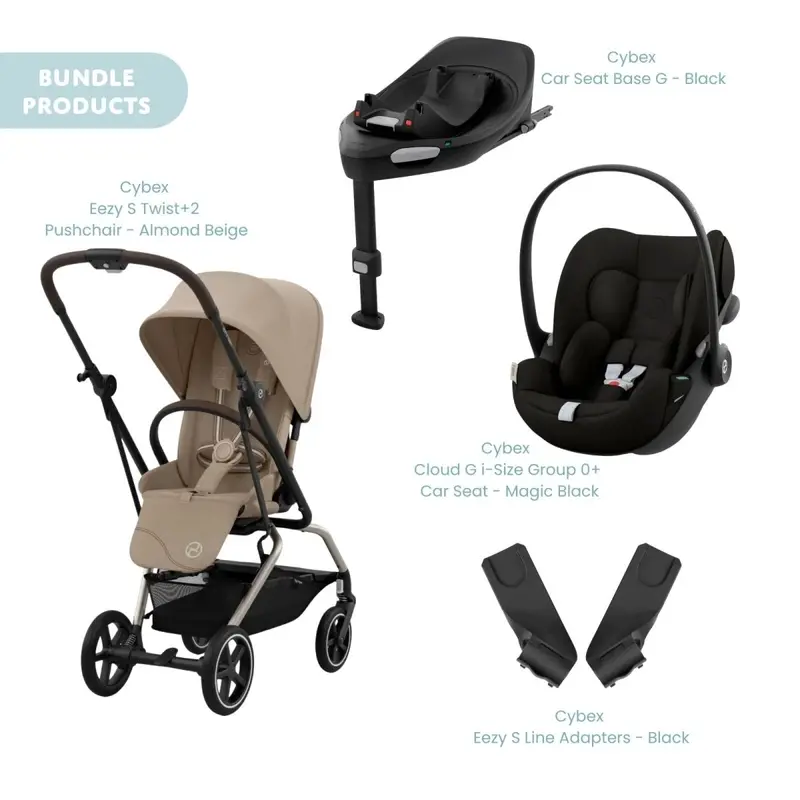 Cybex Eezy S Twist+2 Pushchair With Cloud G Car Seat & Base Travel System Bundle - Almond Beige 1