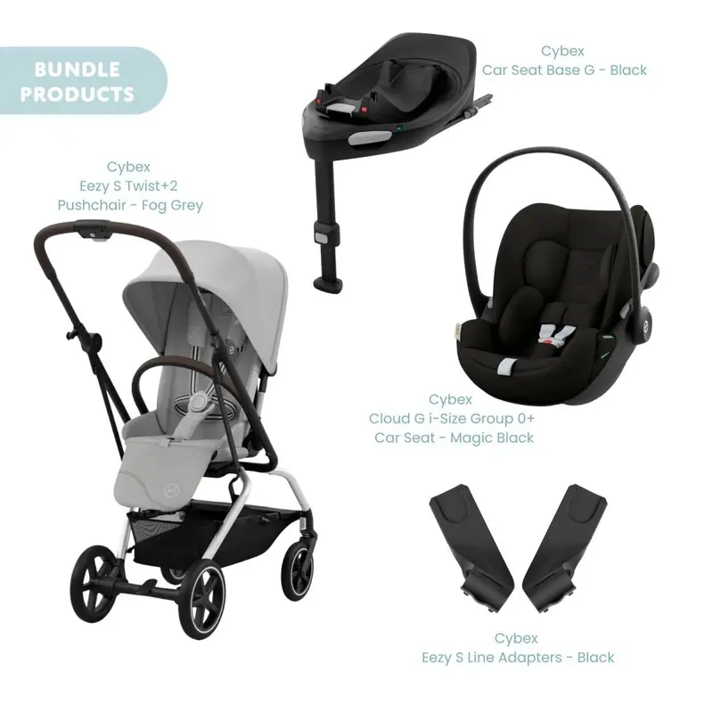 Cybex Eezy S Twist+2 Pushchair With Cloud G Car Seat & Base Travel System Bundle - Fog Grey 1