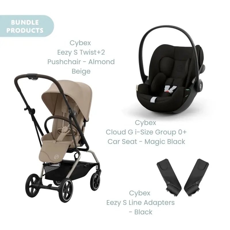 Cybex Eezy S Twist+2 Pushchair With Cloud G Car Seat Travel System Bundle - Almond Beige 1