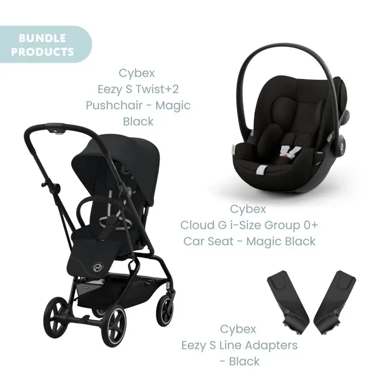 Cybex Eezy S Twist+2 Pushchair With Cloud G Car Seat Travel System Bundle - Black 1