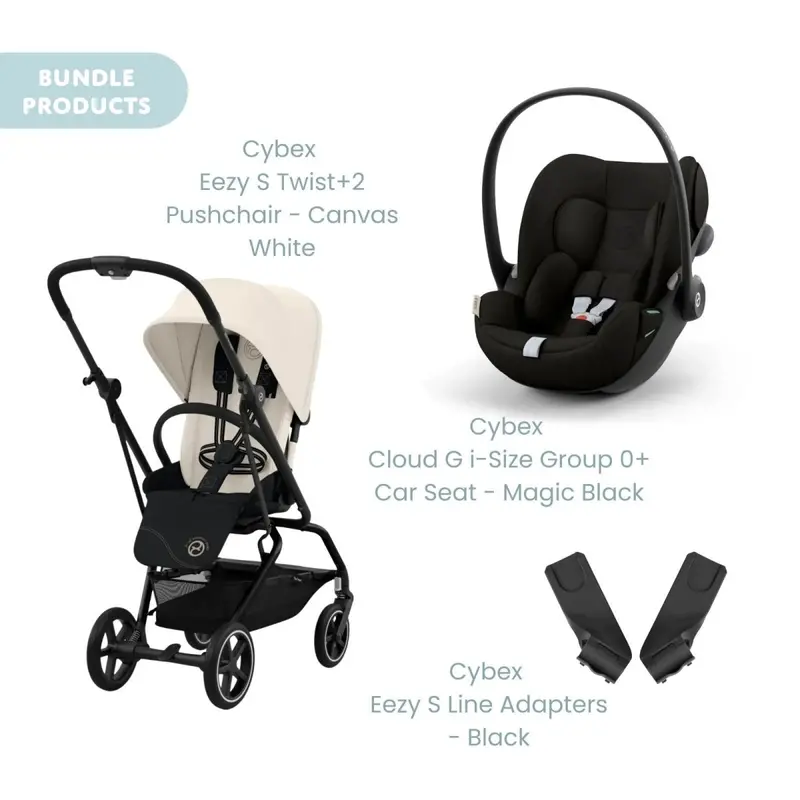 Cybex Eezy S Twist+2 Pushchair With Cloud G Car Seat Travel System Bundle - Canvas White 1