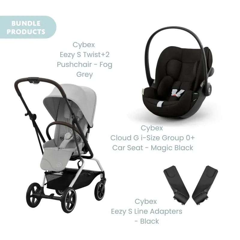 Cybex Eezy S Twist+2 Pushchair With Cloud G Car Seat Travel System Bundle - Fog Grey 1