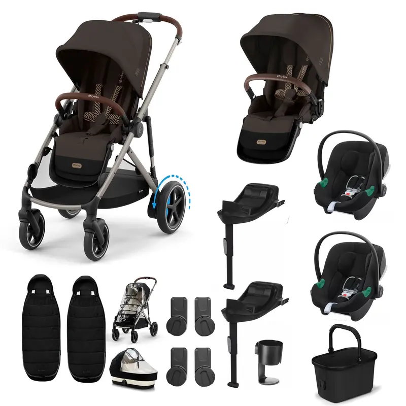 Cybex Egazelle S Twin Comfort Pushchair Bundle In Chocolate Brown 1