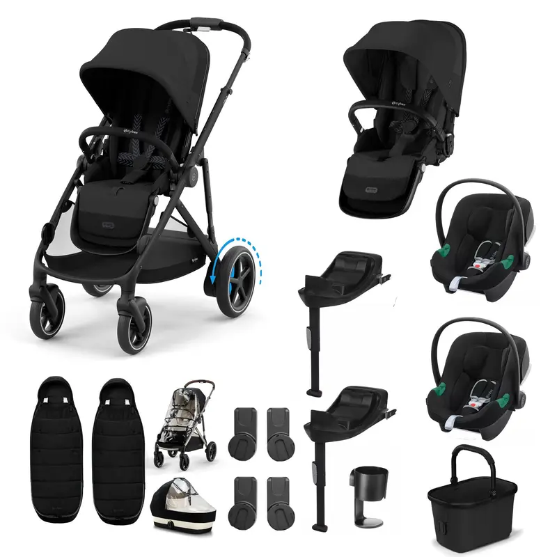 Cybex Egazelle S Twin Comfort Pushchair Bundle In Moon Black 1