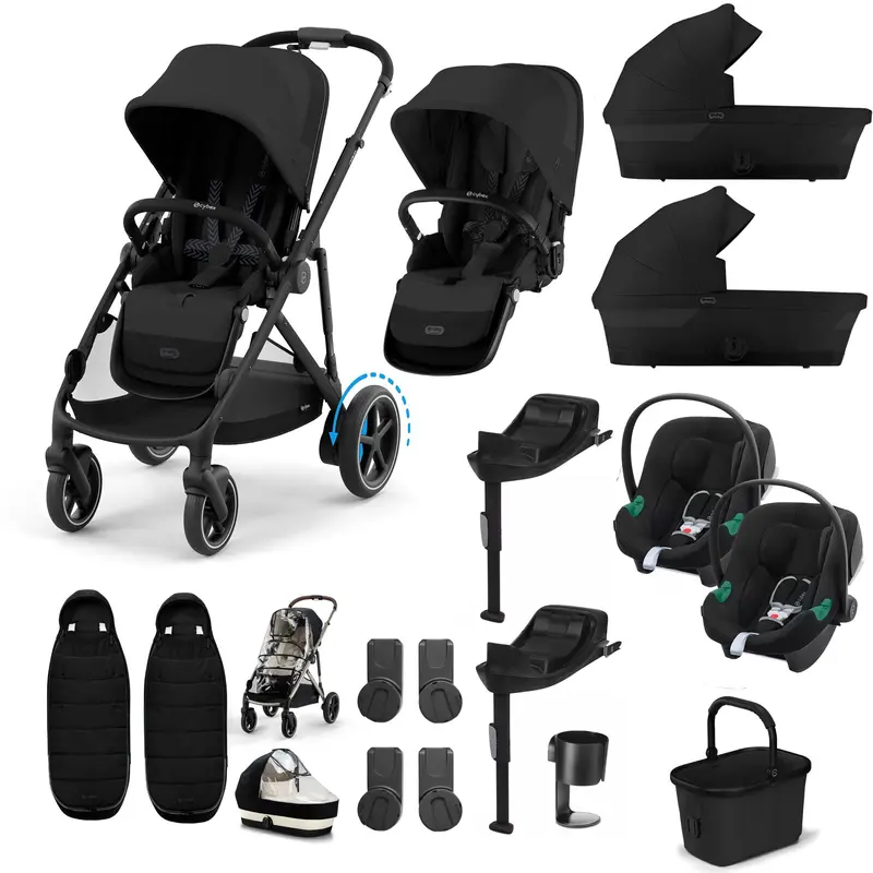 Cybex Egazelle S Twin Comfort Pushchair Bundle In Moon Black 2