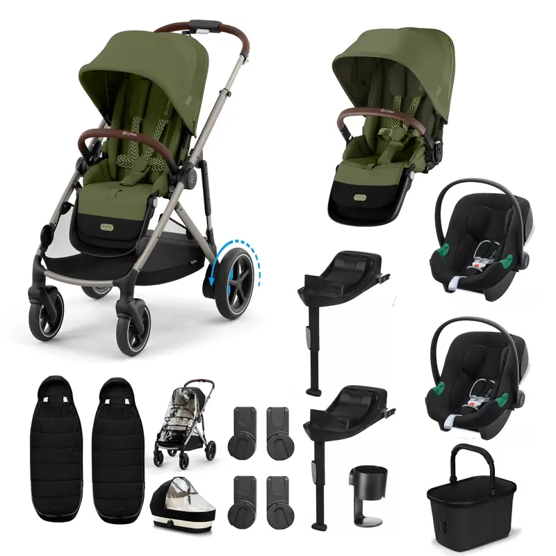 Cybex Egazelle S Twin Comfort Pushchair Bundle In Moss Green 1