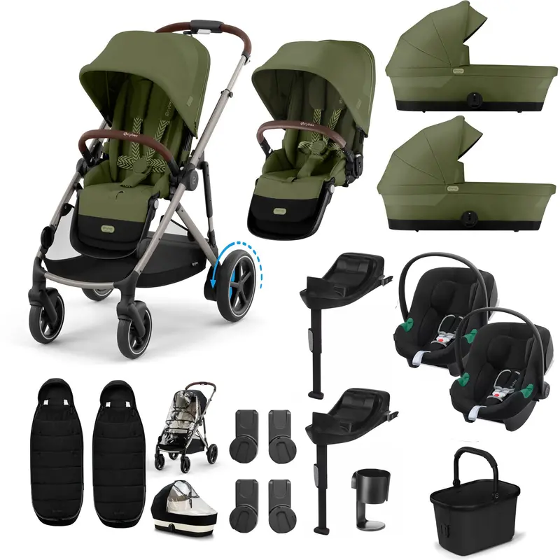 Cybex Egazelle S Twin Comfort Pushchair Bundle In Moss Green 2