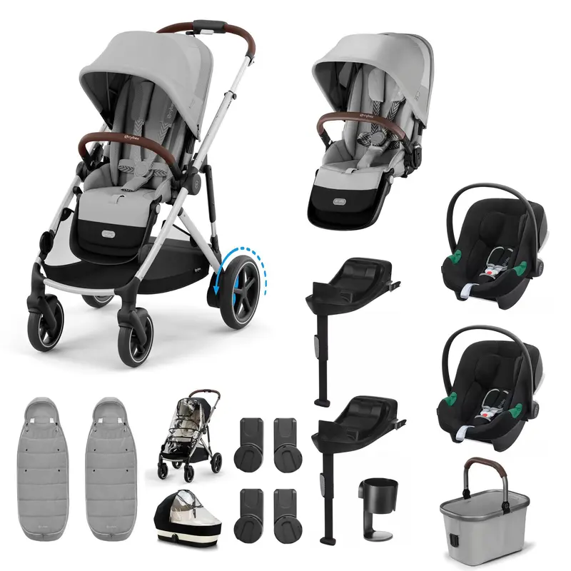 Cybex Egazelle S Twin Comfort Pushchair Bundle In Stone Grey 1