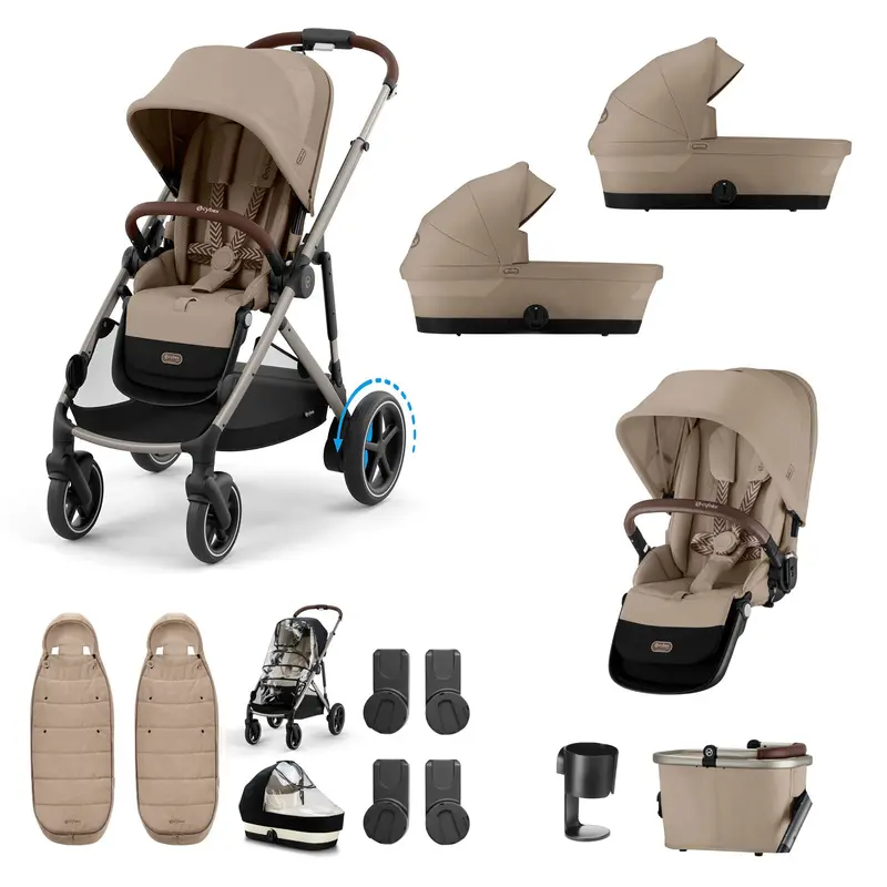Cybex Egazelle S Twin Essential Pushchair Bundle In Almond Beige 2