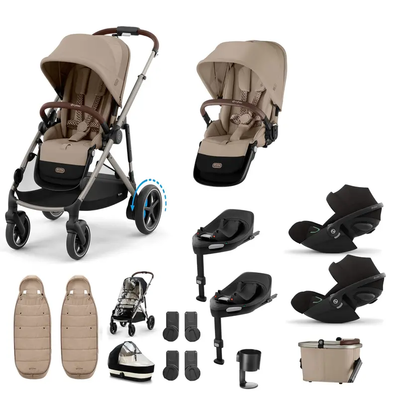 Cybex Egazelle S Twin Luxury Pushchair Bundle In Almond Beige 1