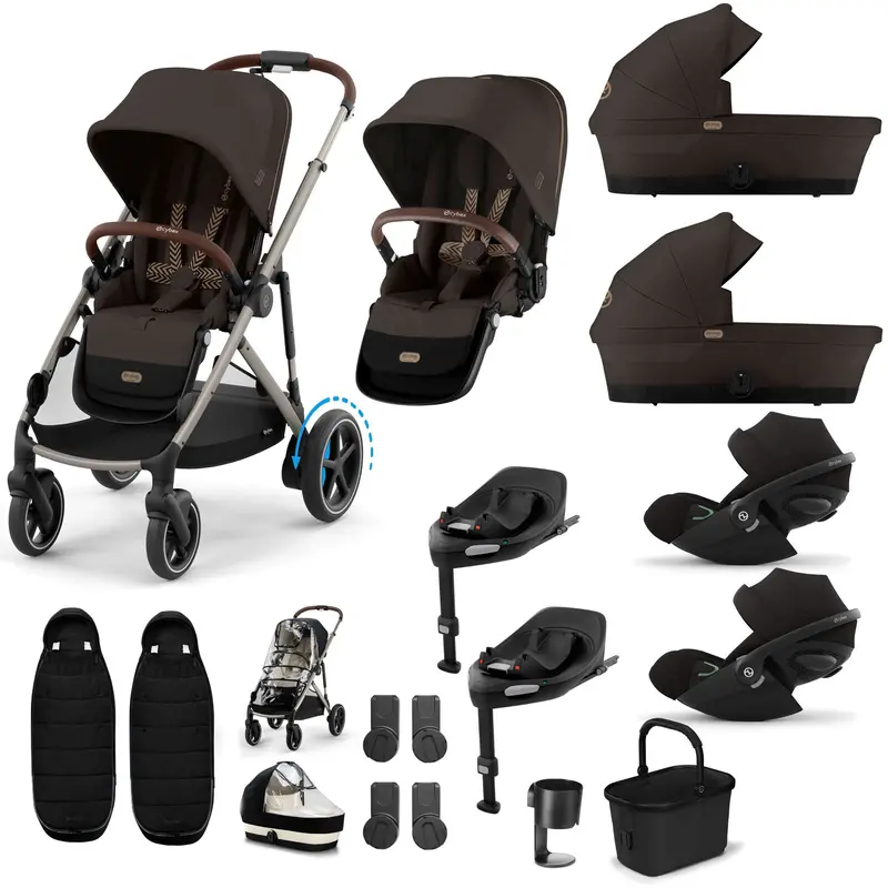 Cybex Egazelle S Twin Luxury Pushchair Bundle In Chocolate Brown 2