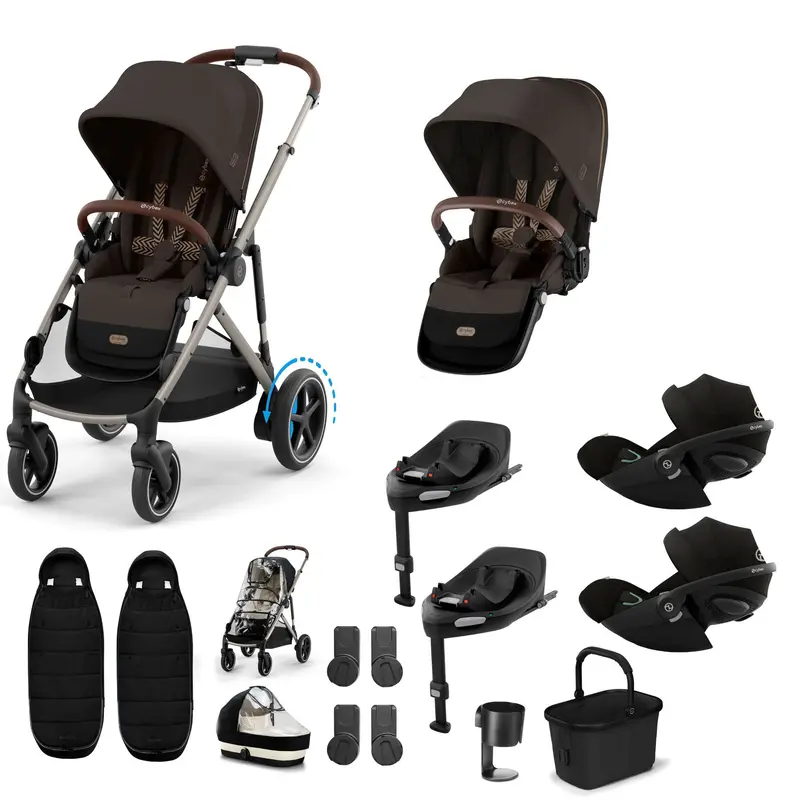 Cybex Egazelle S Twin Luxury Pushchair Bundle In Chocolate Brown 3