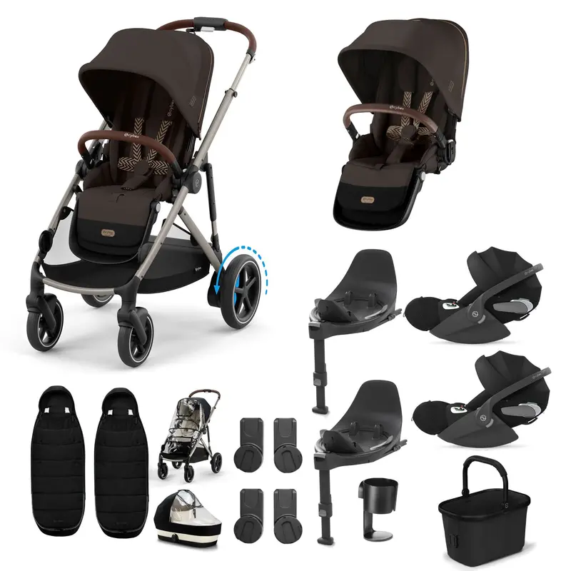 Cybex Egazelle S Twin Luxury Pushchair Bundle In Chocolate Brown 5