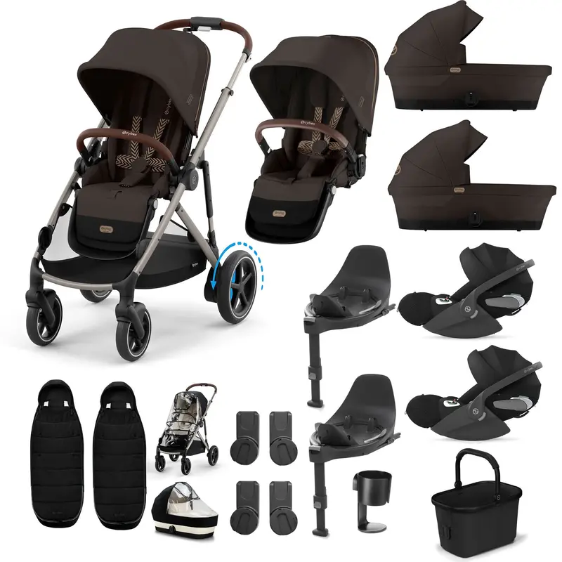 Cybex Egazelle S Twin Luxury Pushchair Bundle In Chocolate Brown 6