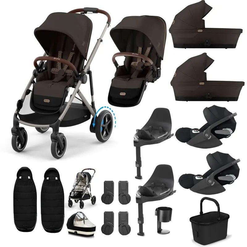 Cybex Egazelle S Twin Luxury Pushchair Bundle In Chocolate Brown 8