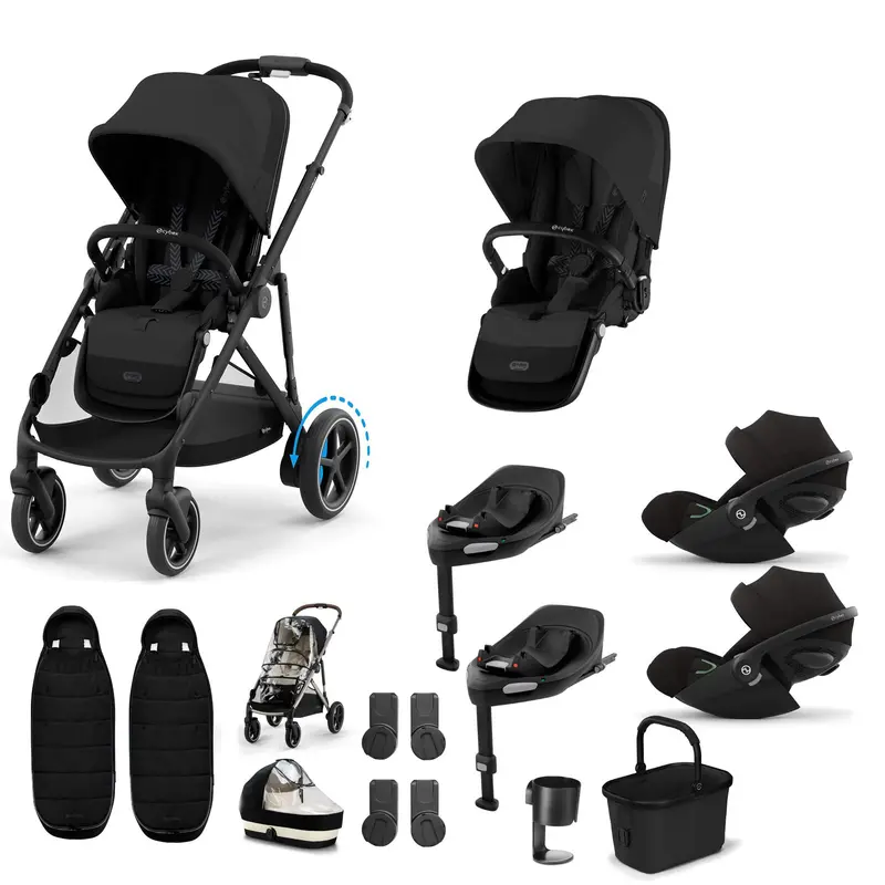 Cybex Egazelle S Twin Luxury Pushchair Bundle In Moon Black 1
