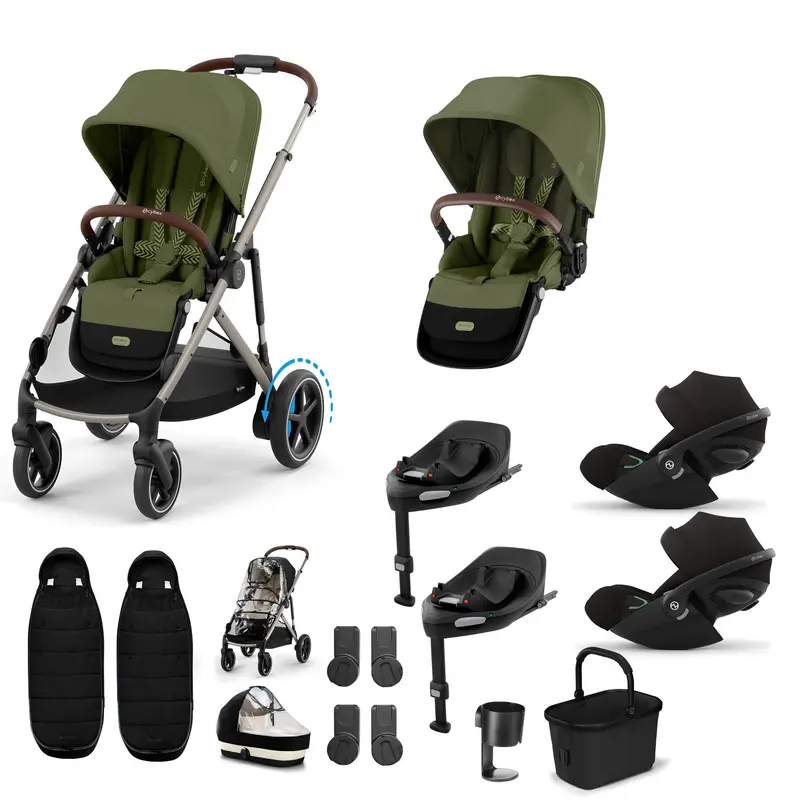 Cybex Egazelle S Twin Luxury Pushchair Bundle In Moss Green 1