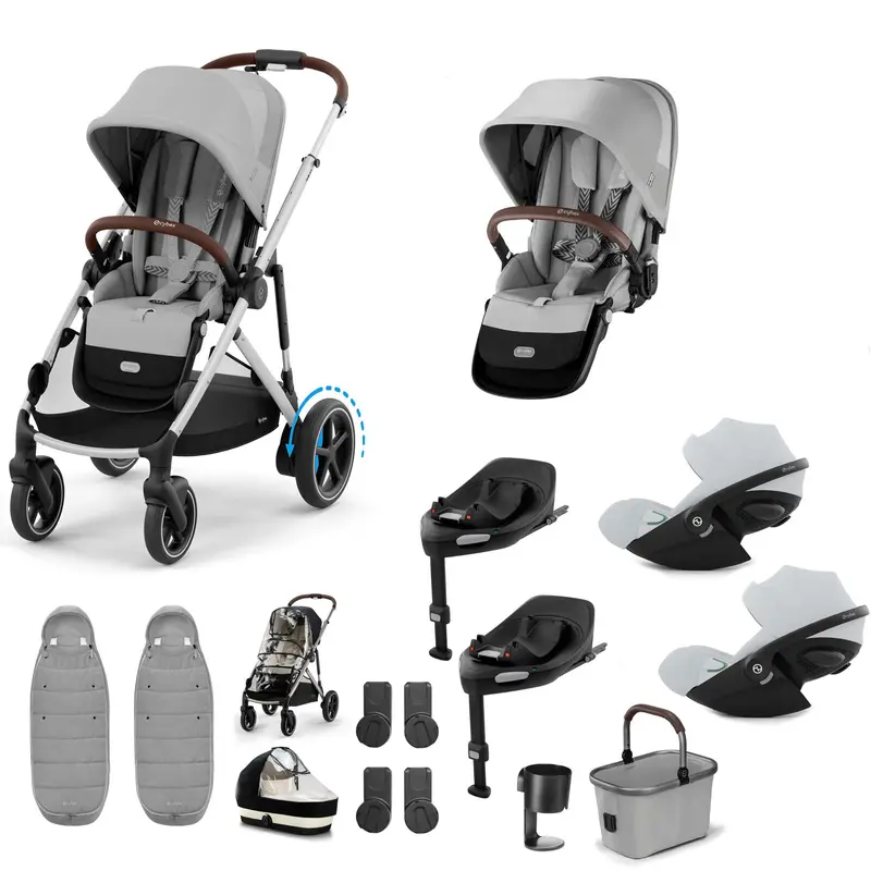 Cybex Egazelle S Twin Luxury Pushchair Bundle In Stone Grey 1