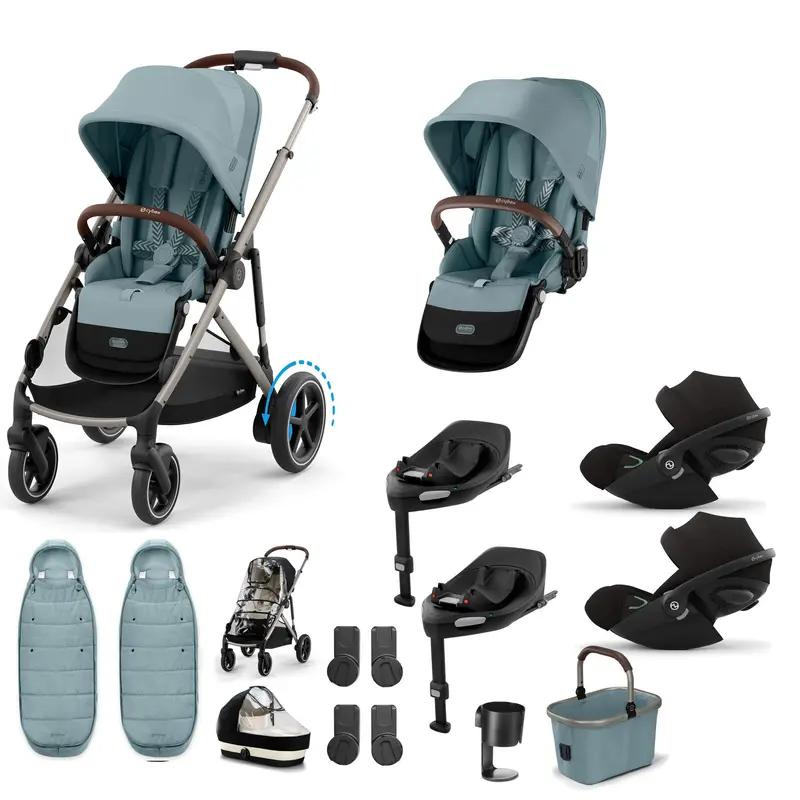 Cybex Egazelle S Twin Luxury Pushchair Bundle In Stormy Blue 1