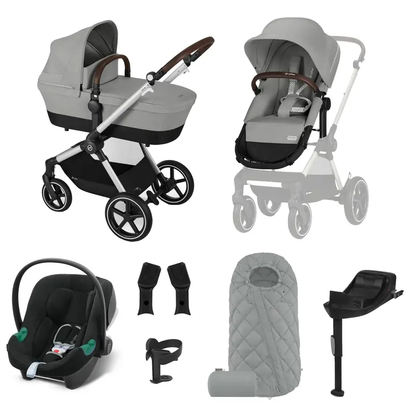 Cybex Eos Lux Comfort 9 Piece Bundle In Stone Grey 1