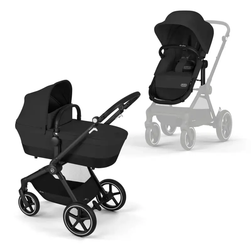 Cybex Eos Lux Silver 2-In-1 Pushchair - Moon Black 1