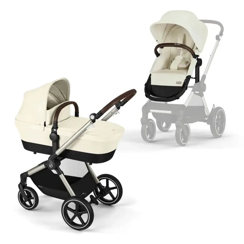 Cybex Eos Lux Silver 2-In-1 Pushchair - Seashell Beige 1