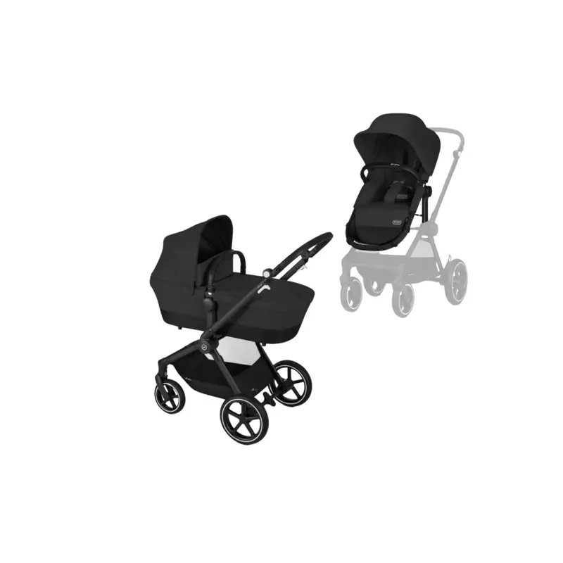 Cybex Eos Lux Silver 2-In-1 Pushchair With Cloud G Car Seat & Base & Snøgga Footmuff Travel System Bundle -Moon Black 2
