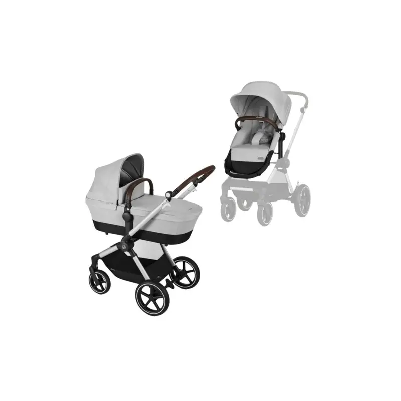 Cybex Eos Lux Silver Pushchair With Cloud G Car Seat & Base Travel System Bundle - Lava Grey 2