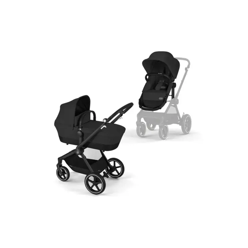 Cybex Eos Lux Silver Pushchair With Cloud G Car Seat & Base Travel System Bundle - Moon Black 2