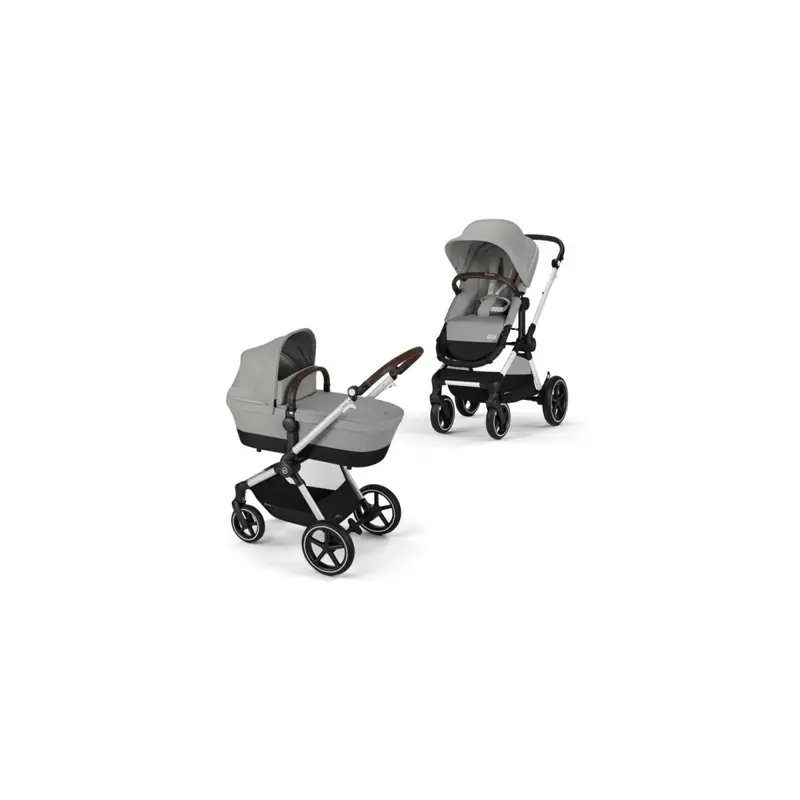 Cybex Eos Lux Silver Pushchair With Cloud G Car Seat & Base Travel System Bundle - Stone Grey 2
