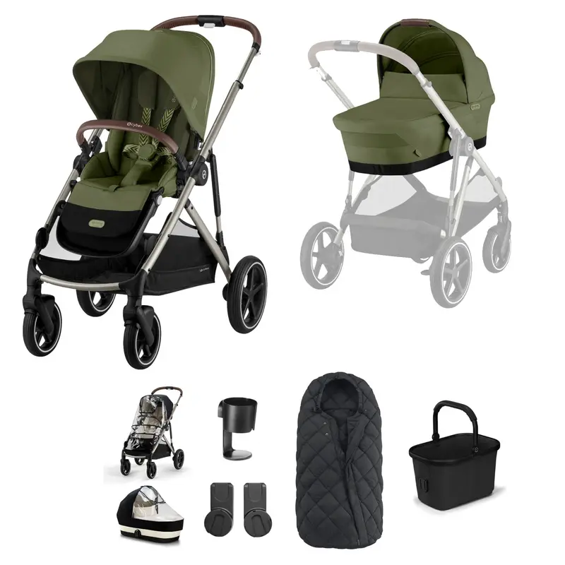 Cybex Gazelle S Essential Bundle In Taupe/Moss Green 1