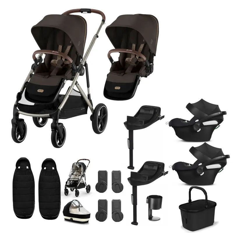 Cybex Gazelle S Twin Comfort Pushchair Bundle In Chocolate Brown 1