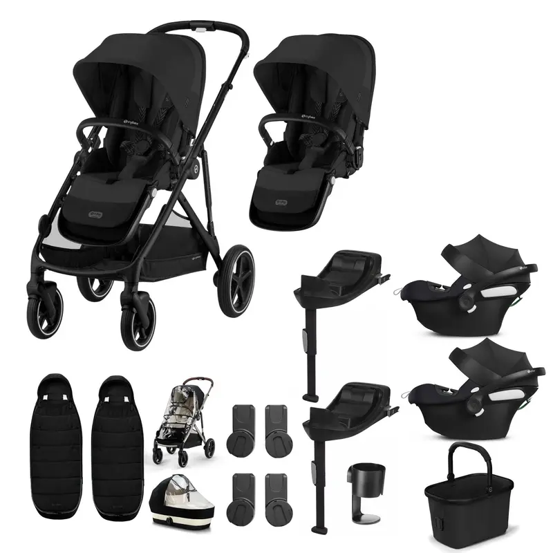 Cybex Gazelle S Twin Comfort Pushchair Bundle In Moon Black 1