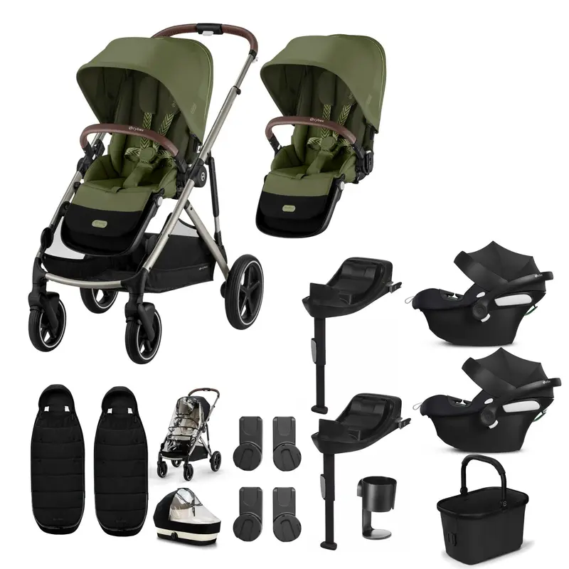 Cybex Gazelle S Twin Comfort Pushchair Bundle In Moss Green 1