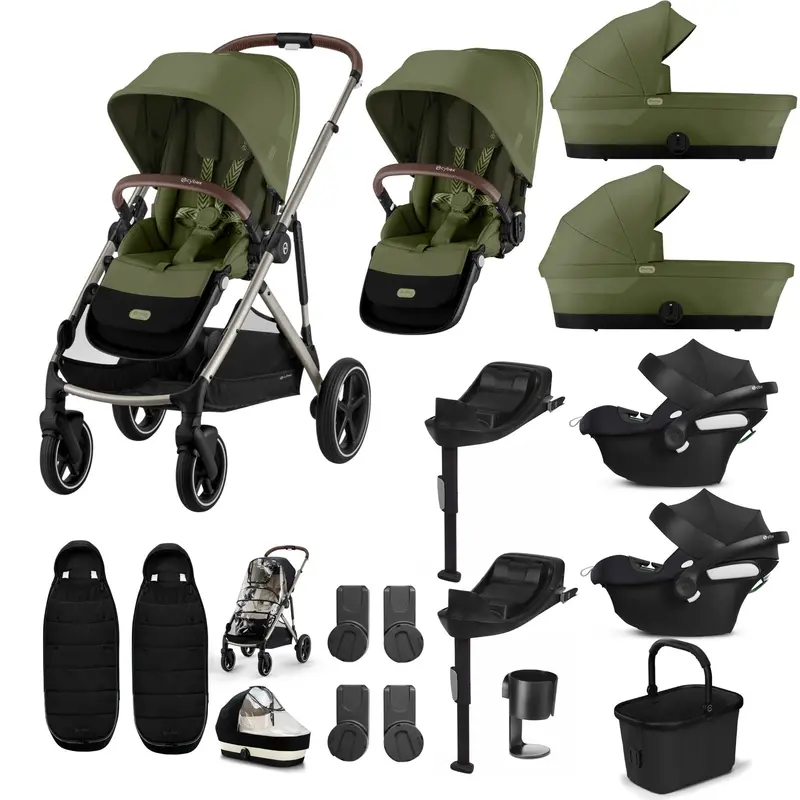 Cybex Gazelle S Twin Comfort Pushchair Bundle In Moss Green 2