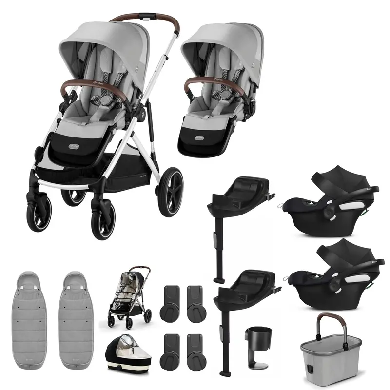 Cybex Gazelle S Twin Comfort Pushchair Bundle In Stone Grey 1