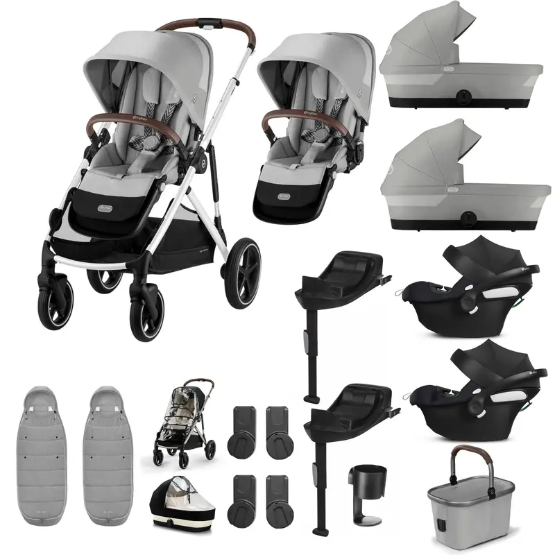 Cybex Gazelle S Twin Comfort Pushchair Bundle In Stone Grey 2