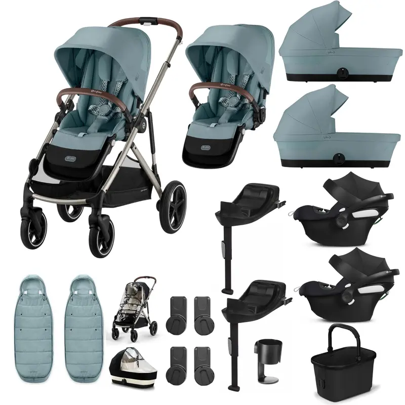 Cybex Gazelle S Twin Comfort Pushchair Bundle In Stormy Blue 2