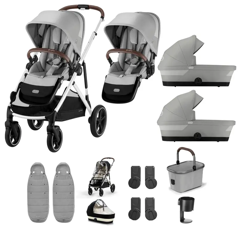 Cybex Gazelle S Twin Essential Pushchair Bundle In Stone Grey 2